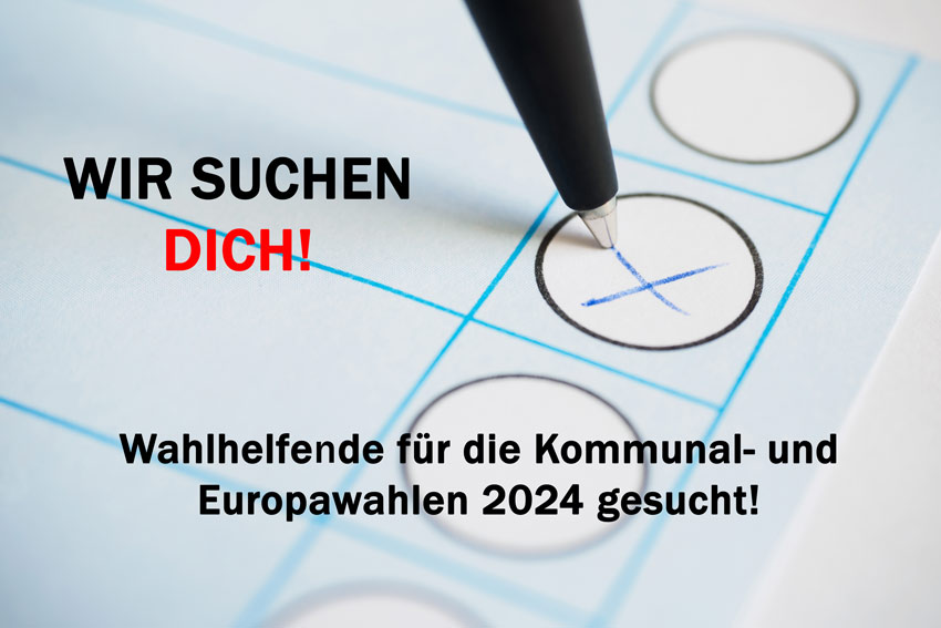 Die Verbandsgemeinde Nieder-Olm sucht für die Kommunal- und Europawahlen  am 09.06.2024 