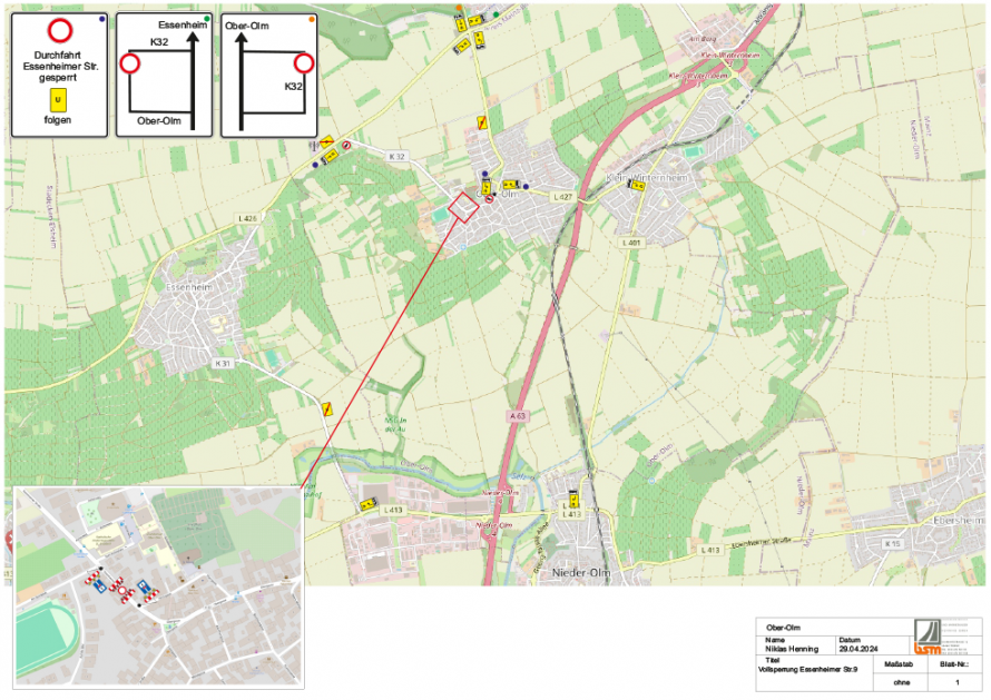 Vollsperrung Essenheimer Straße 9